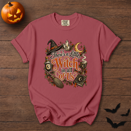 Comfort Colors Theres A Little Witch In All Of Us Crystal Halloween T-Shirt