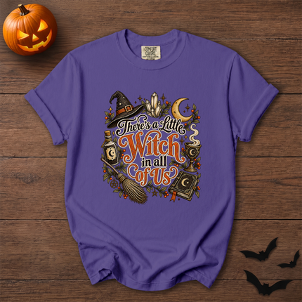 Comfort Colors Theres A Little Witch In All Of Us Crystal Halloween T-Shirt
