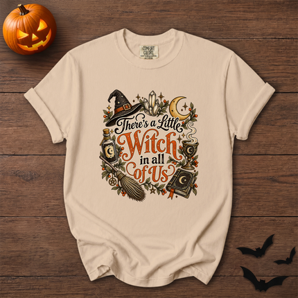 Comfort Colors Theres A Little Witch In All Of Us Crystal Halloween T-Shirt