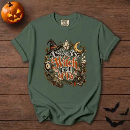 Comfort Colors Theres A Little Witch In All Of Us Crystal Halloween T-Shirt