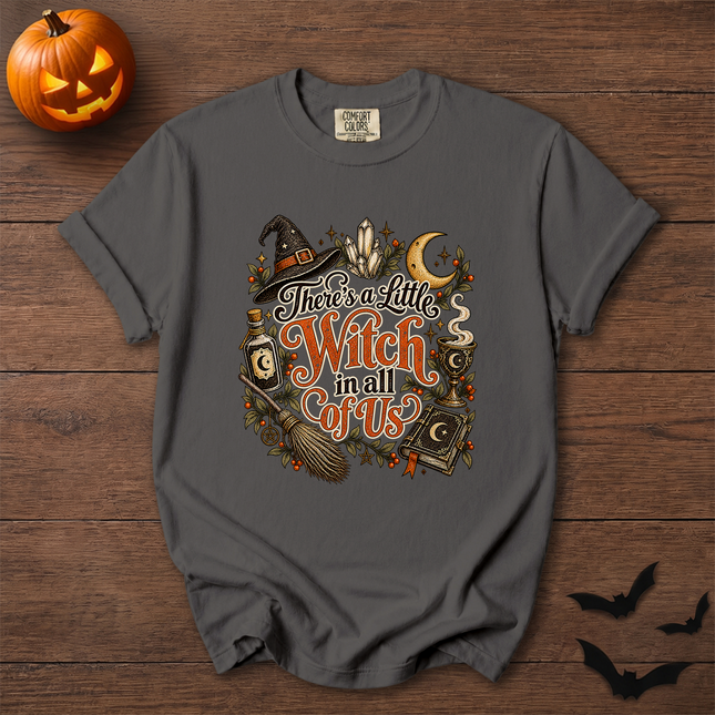 Comfort Colors Theres A Little Witch In All Of Us Crystal Halloween T-Shirt