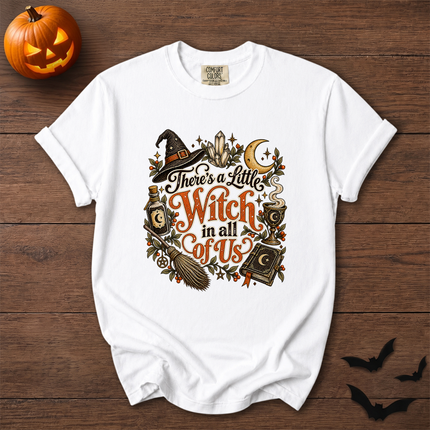 Comfort Colors Theres A Little Witch In All Of Us Crystal Halloween T-Shirt