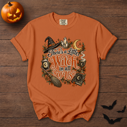 Comfort Colors Theres A Little Witch In All Of Us Crystal Halloween T-Shirt