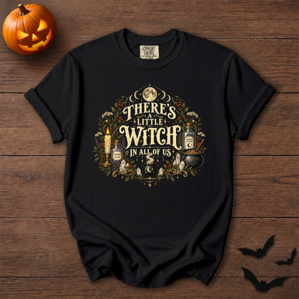 Comfort Colors Theres A Little Witch Potion Cauldron Halloween T-Shirt