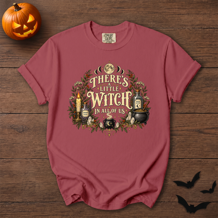 Comfort Colors Theres A Little Witch Potion Cauldron Halloween T-Shirt