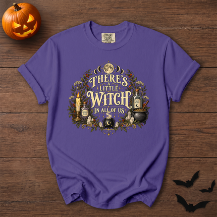 Comfort Colors Theres A Little Witch Potion Cauldron Halloween T-Shirt