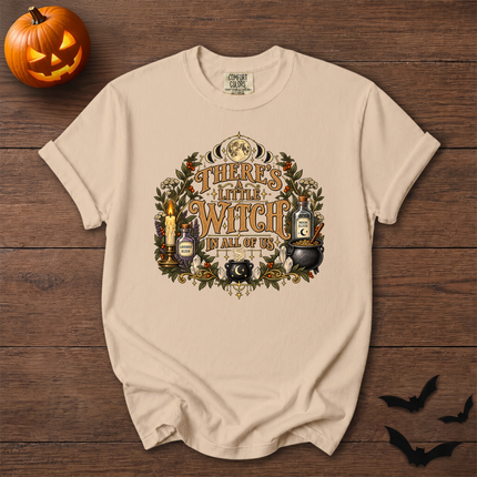 Comfort Colors Theres A Little Witch Potion Cauldron Halloween T-Shirt