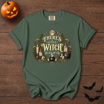 Comfort Colors Theres A Little Witch Potion Cauldron Halloween T-Shirt