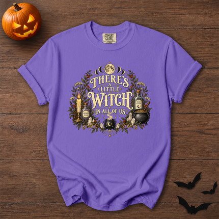 Comfort Colors Theres A Little Witch Potion Cauldron Halloween T-Shirt