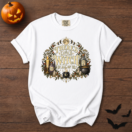 Comfort Colors Theres A Little Witch Potion Cauldron Halloween T-Shirt