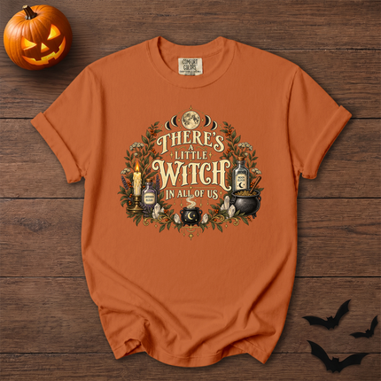 Comfort Colors Theres A Little Witch Potion Cauldron Halloween T-Shirt
