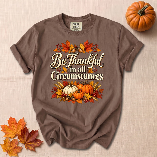 Comfort Colors Be Thankful In All Circumstances Christian Fall T-Shirt