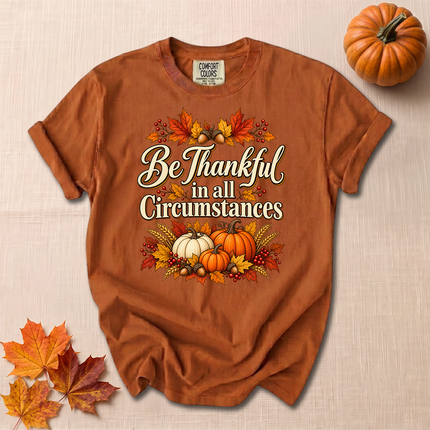 Comfort Colors Be Thankful In All Circumstances Christian Fall T-Shirt