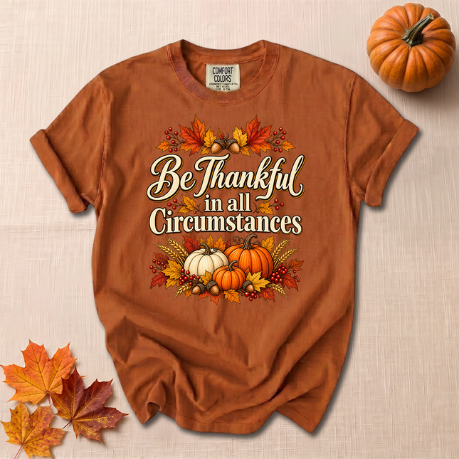 Comfort Colors Be Thankful In All Circumstances Christian Fall T-Shirt