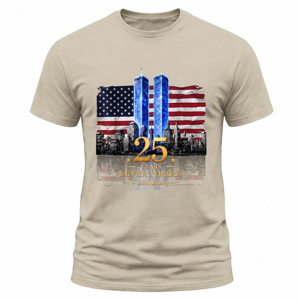 25th Anniversary Patriot Day 911 American Flag Twin Towers Memorial T-Shirt