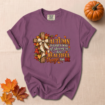 Comfort Colors Autumn Is Gods Way Christian Fall Cross T-Shirt