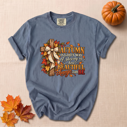 Comfort Colors Autumn Is Gods Way Christian Fall Cross T-Shirt