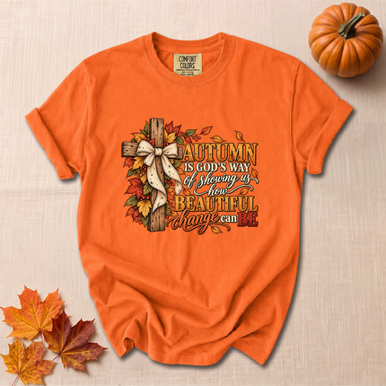 Comfort Colors Autumn Is Gods Way Christian Fall Cross T-Shirt