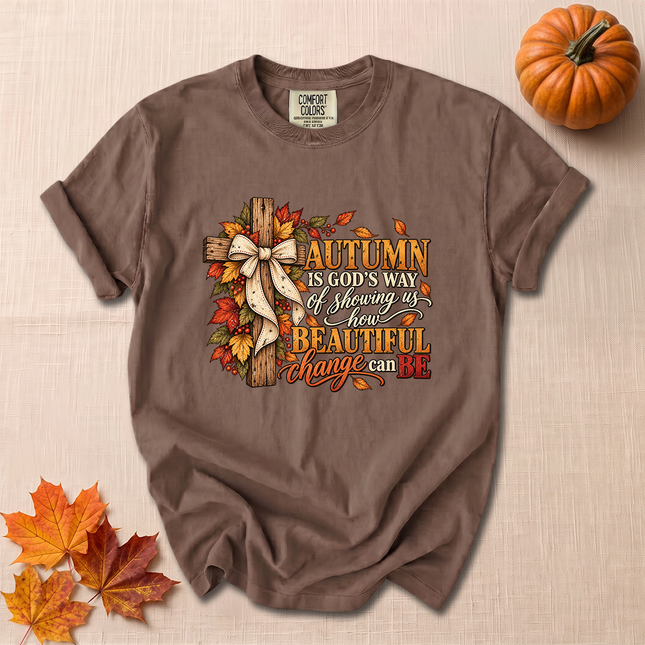 Comfort Colors Autumn Is Gods Way Christian Fall Cross T-Shirt