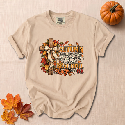 Comfort Colors Autumn Is Gods Way Christian Fall Cross T-Shirt