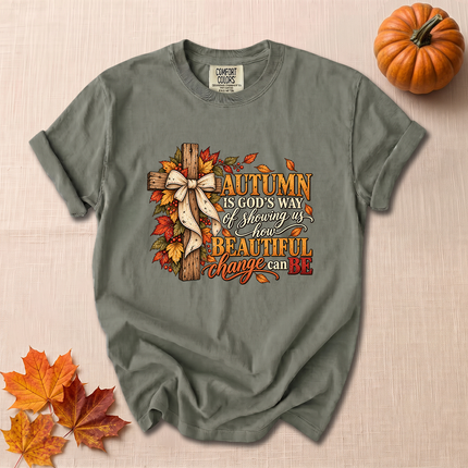 Comfort Colors Autumn Is Gods Way Christian Fall Cross T-Shirt