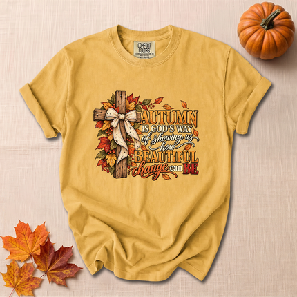 Comfort Colors Autumn Is Gods Way Christian Fall Cross T-Shirt