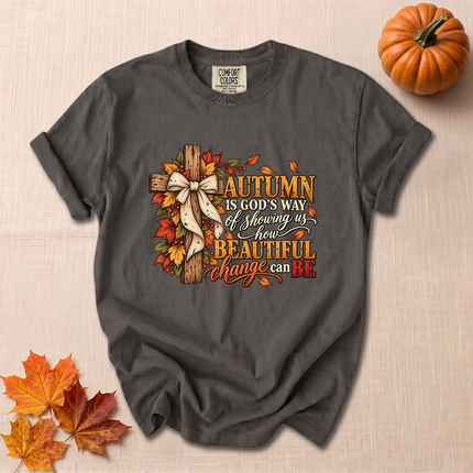 Comfort Colors Autumn Is Gods Way Christian Fall Cross T-Shirt