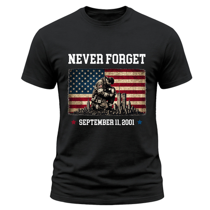 25th Anniversary Patriot Day 911 Never Forget Firefighter Tribute T-Shirt
