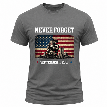25th Anniversary Patriot Day 911 Never Forget Firefighter Tribute T-Shirt