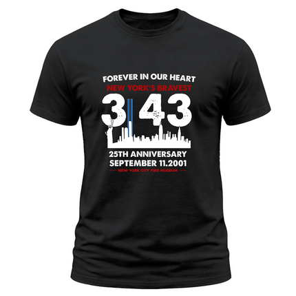 25th Anniversary Patriot Day 911 343 Firefighter Memorial T-Shirt