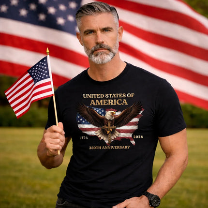 American Pride 250 Years T-Shirt Faith Eagle US Map 1776 2026