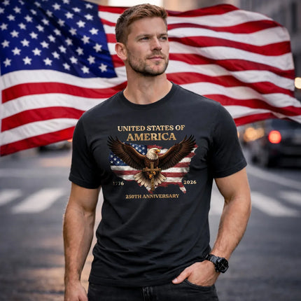American Pride 250 Years T-Shirt Faith Eagle US Map 1776 2026