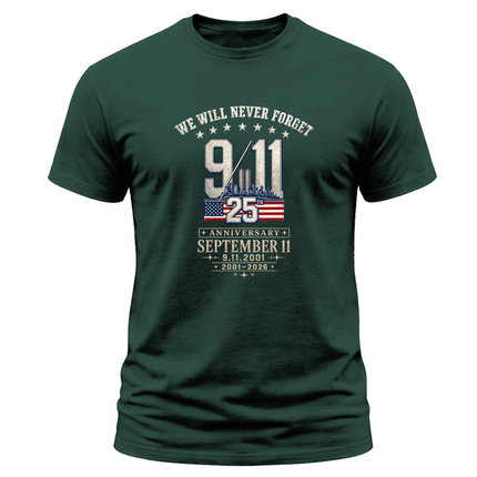 9/11 25th Anniversary We Will Never Forget September 11 Memorial T-Shirt