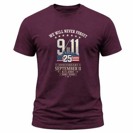 9/11 25th Anniversary We Will Never Forget September 11 Memorial T-Shirt