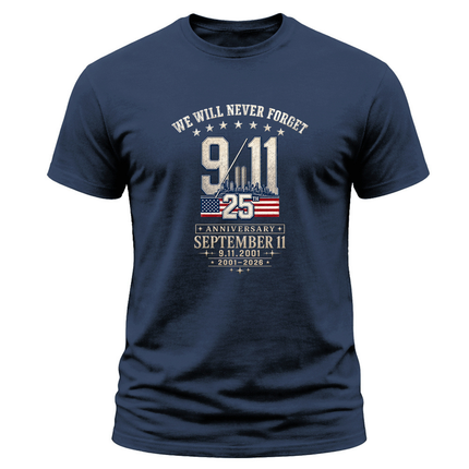 9/11 25th Anniversary We Will Never Forget September 11 Memorial T-Shirt