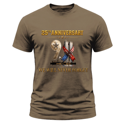 9/11 25th Anniversary Never Forget Twin Towers Patriot Day Memorial T-Shirt