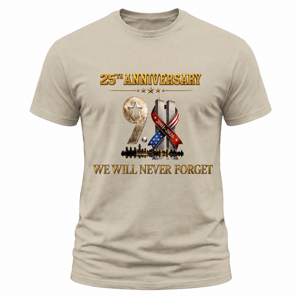 9/11 25th Anniversary Never Forget Twin Towers Patriot Day Memorial T-Shirt