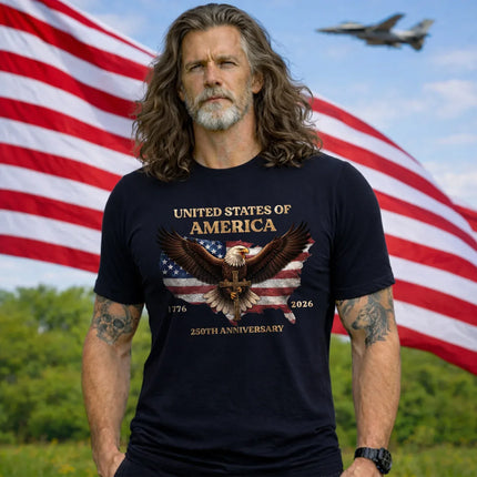 American Pride 250 Years T-Shirt Faith Eagle US Map 1776 2026