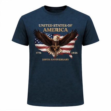 American Pride 250 Years T-Shirt Faith Eagle US Map 1776 2026