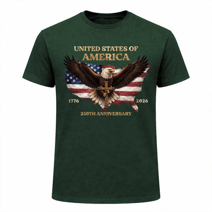 American Pride 250 Years T-Shirt Faith Eagle US Map 1776 2026