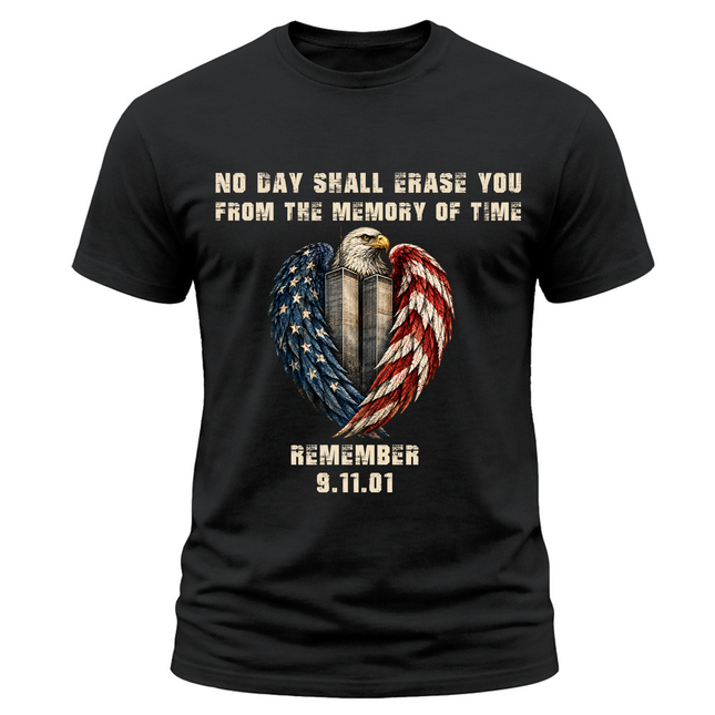 9/11 Never Forget Eagle Twin Towers American Flag Memorial Patriot Day T-Shirt