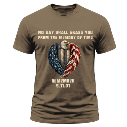 9/11 Never Forget Eagle Twin Towers American Flag Memorial Patriot Day T-Shirt