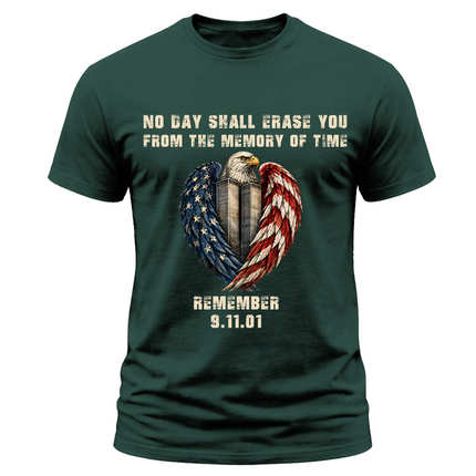 9/11 Never Forget Eagle Twin Towers American Flag Memorial Patriot Day T-Shirt