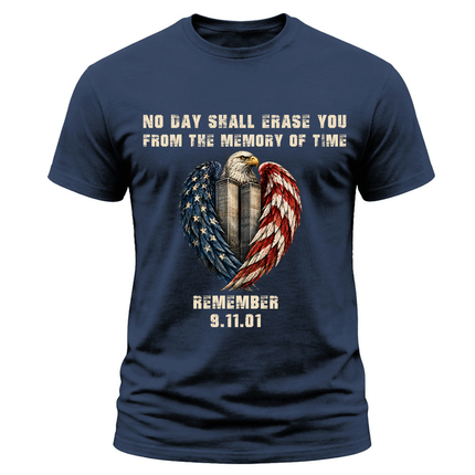 9/11 Never Forget Eagle Twin Towers American Flag Memorial Patriot Day T-Shirt