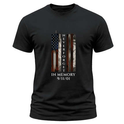 9/11 Never Forget Memorial Twin Towers American Flag Patriot Day T-Shirt