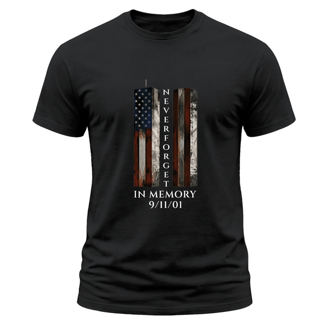 9/11 Never Forget Memorial Twin Towers American Flag Patriot Day T-Shirt