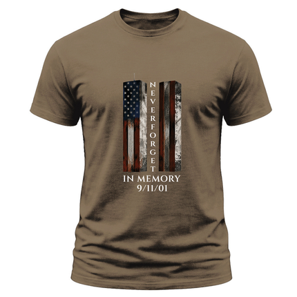 9/11 Never Forget Memorial Twin Towers American Flag Patriot Day T-Shirt