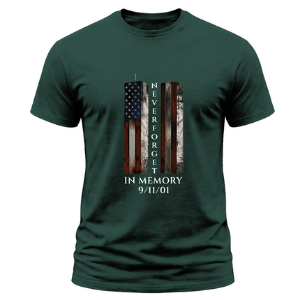 9/11 Never Forget Memorial Twin Towers American Flag Patriot Day T-Shirt