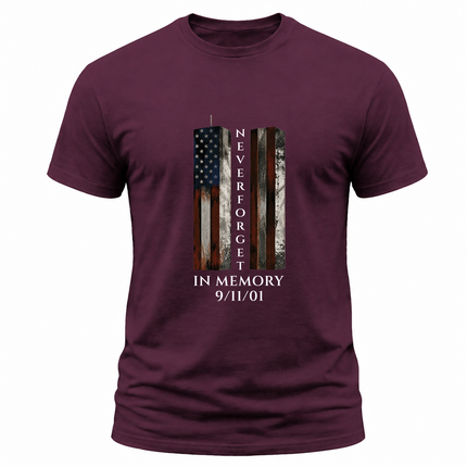 9/11 Never Forget Memorial Twin Towers American Flag Patriot Day T-Shirt