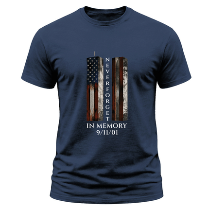 9/11 Never Forget Memorial Twin Towers American Flag Patriot Day T-Shirt